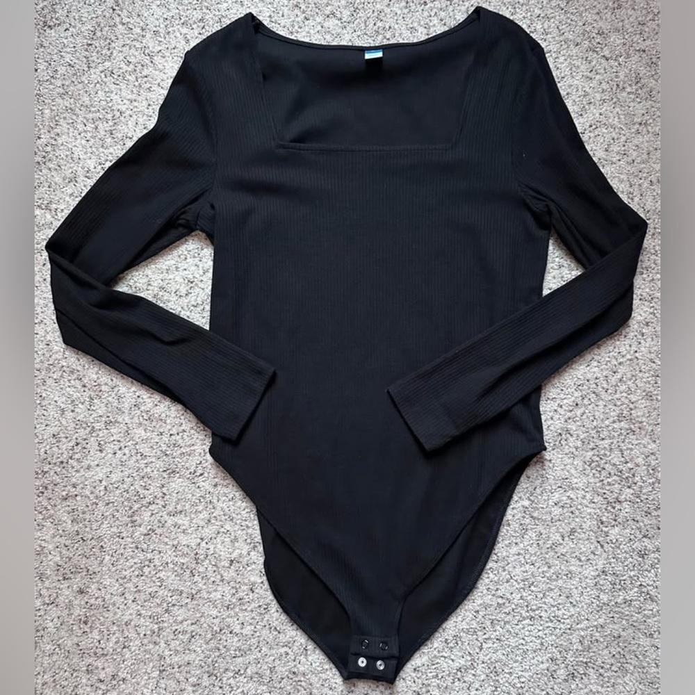 Women’s Old Navy Black Ribbed Long Sleeve Bodysuit XL